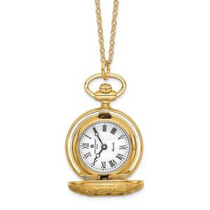 Charles Hubert Ladies Gold-plated Brass See-Through Watch Necklace